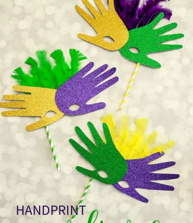 Easy Handprint Mardi Gras Mask