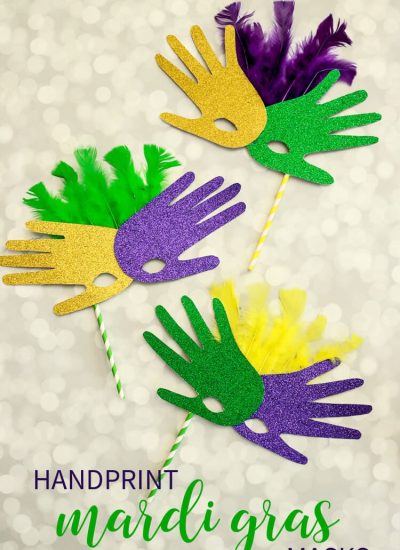 Easy Handprint Mardi Gras Mask