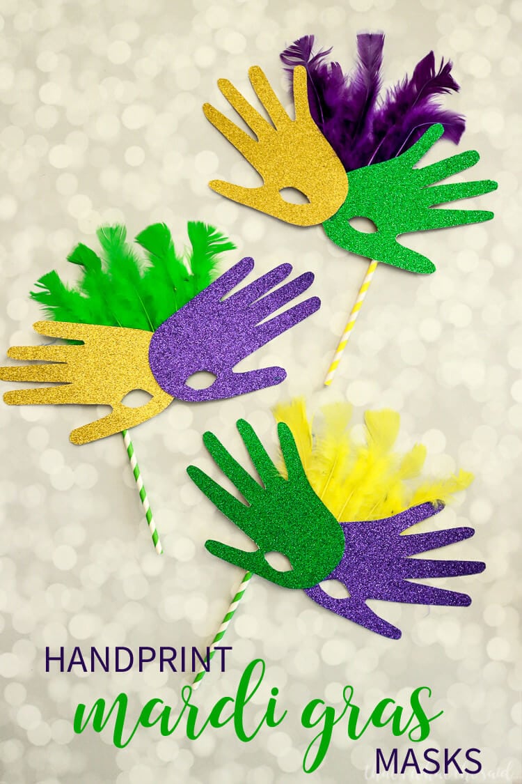 Easy Handprint Mardi Gras Mask