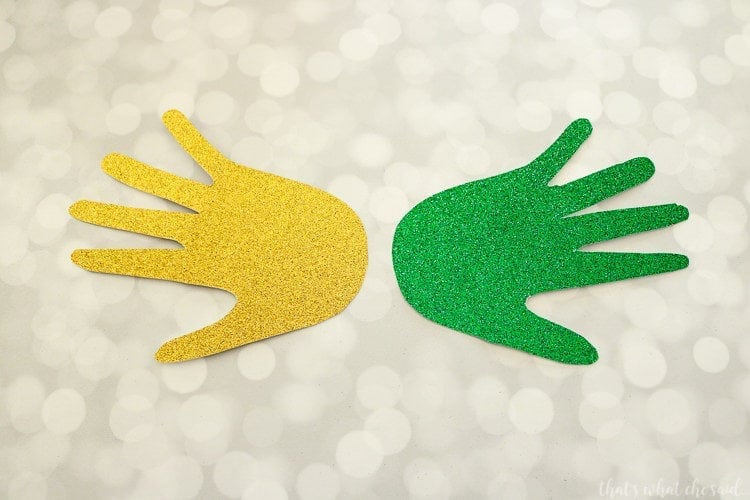 Handprint Mardi Gras Mask - Cut out Handprints from card stock