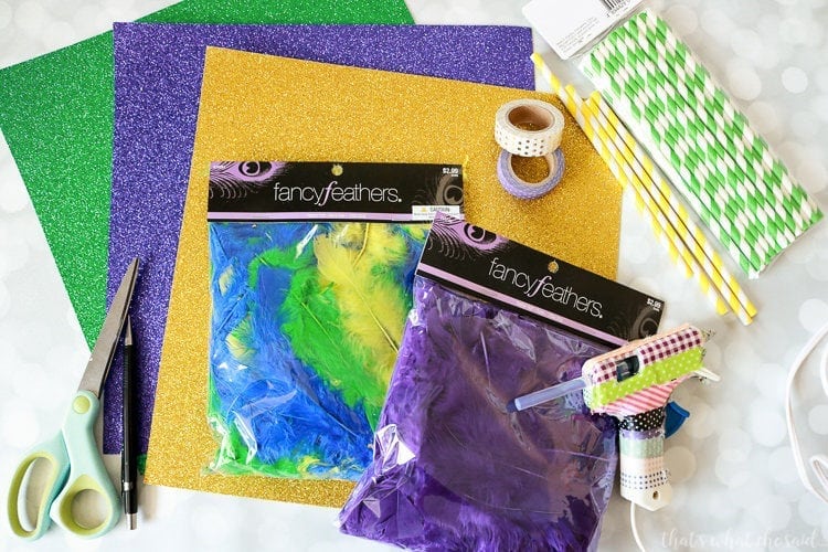 Handprint Mardi Gras Mask Supplies