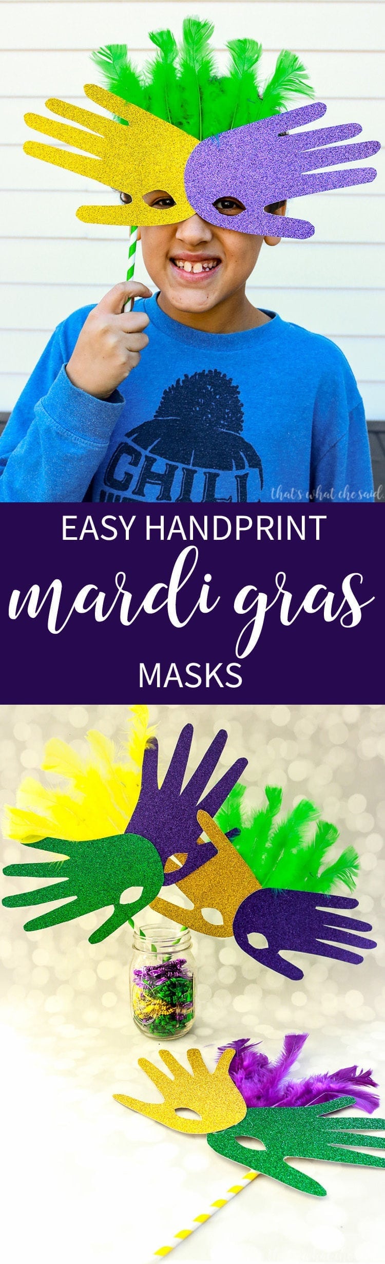 Handprint Mask - Mardi Gras Craft Project