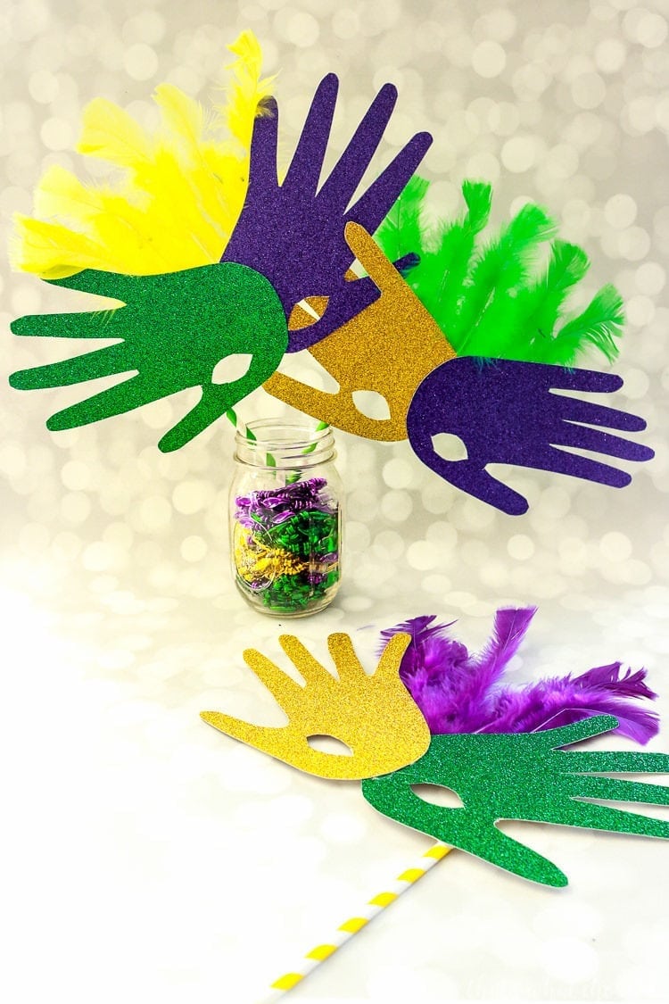 Handprint Mask Mardi Gras Craft Project