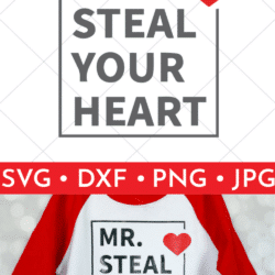 Two photo Pin collage of SVG design and finshed project - boys Valentine's day shirt