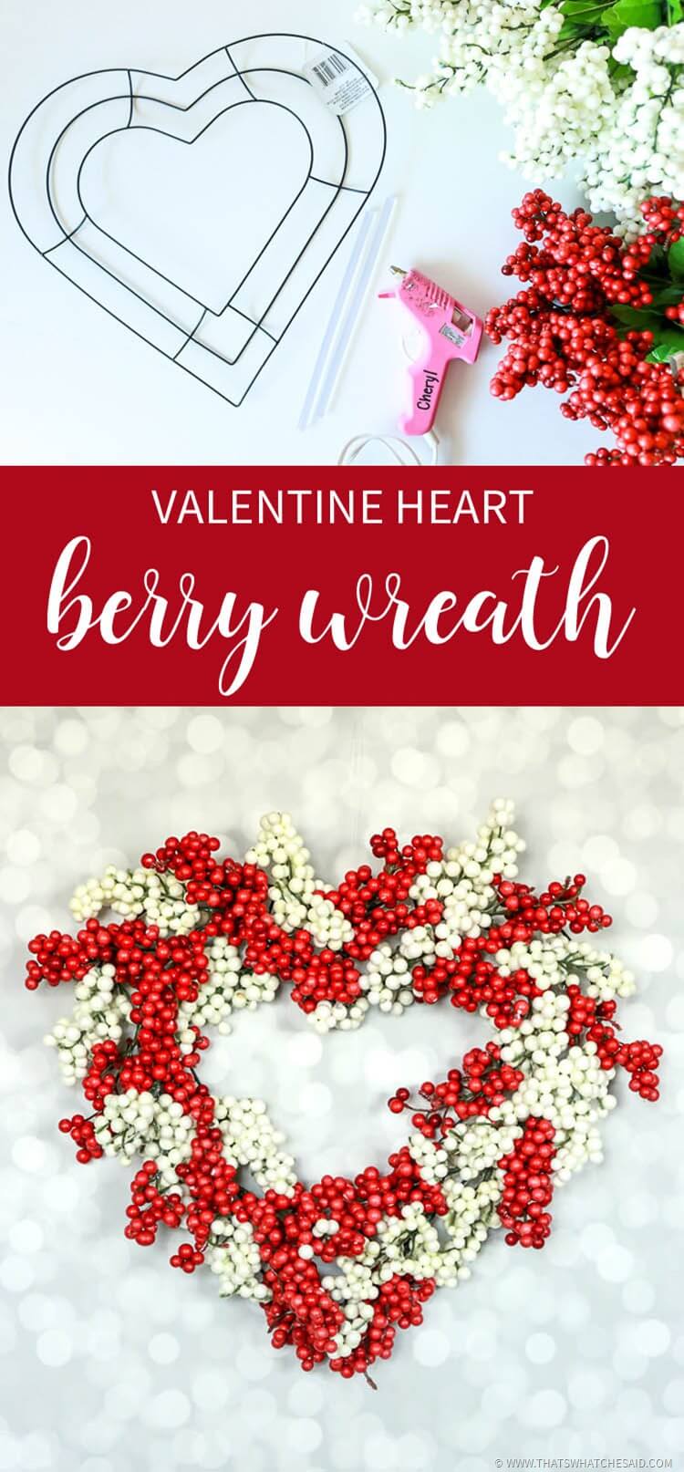 Valentine Heart Berry Wreath from Dollar Store Supplies