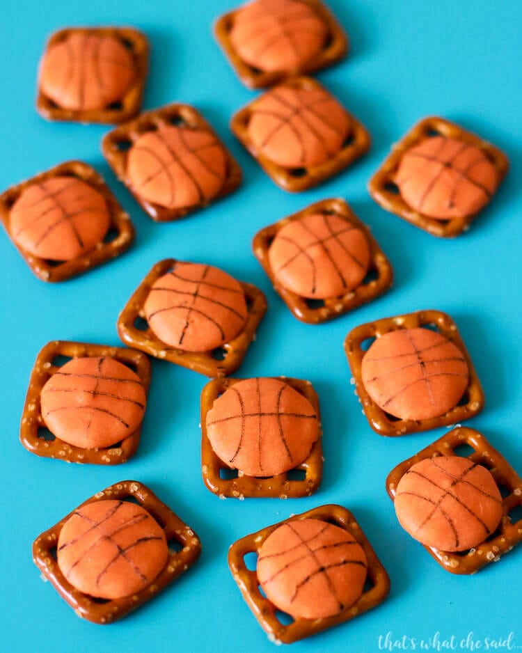 Basketball Pretzel Bites are an easy basketball treats idea that are perfect for a pee wee team or March Madness