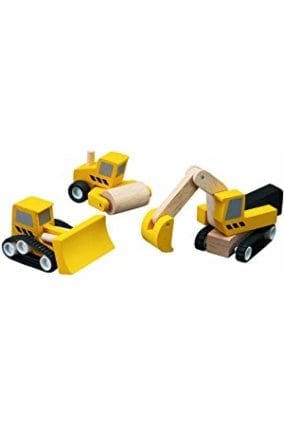 wooden construction truck set