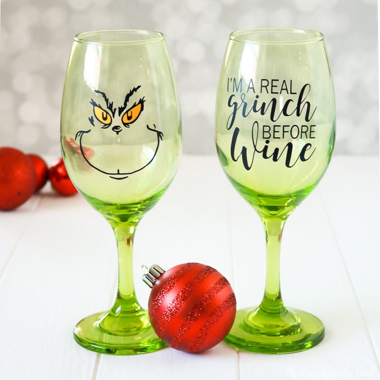 Free SVG File for Grinch Wine Glasses