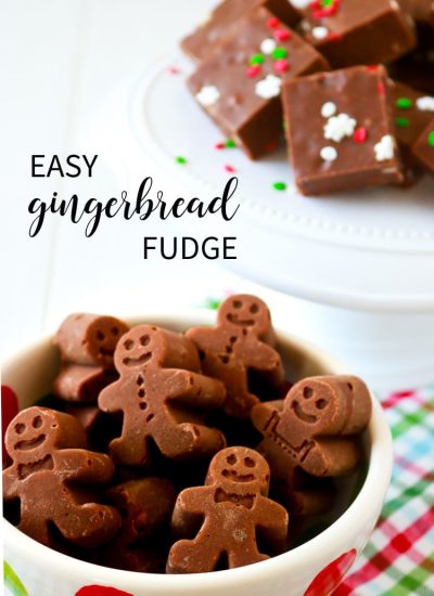 A Quick Fudge Recipe that uses gingerbread silicone molds to make cute shaped fudge!