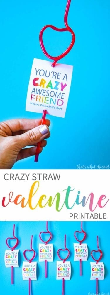 Crazy Straw Non-Candy Valentine Card Idea