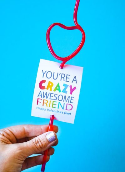 Crazy Straw Valentine Card Printable