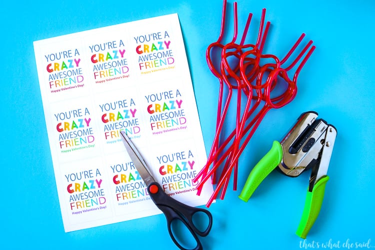 Crazy Straw Valentine Card Supplies