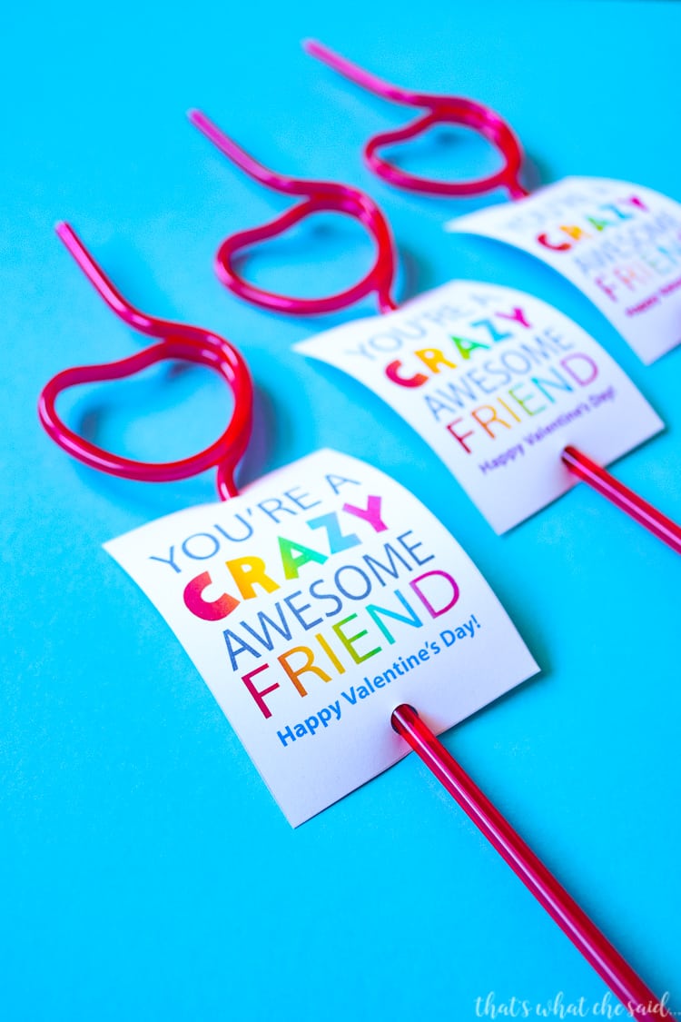 Non Candy Valentine Card - Crazy Straw Valentine