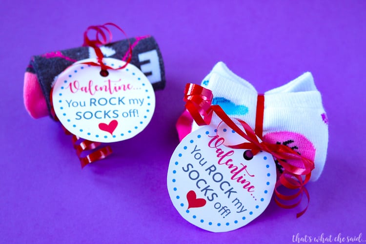 Printable download tag for these adorable "Rock Your Socks Off" Valentines