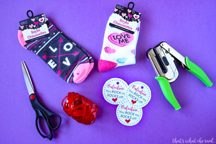 Easy Craft Supplies needed for Rock My socks off printable valentine Idea