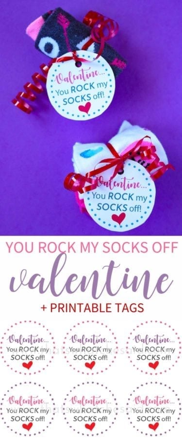Valentine You Rock My Socks Off Non Candy Valentine Idea + Free Printable