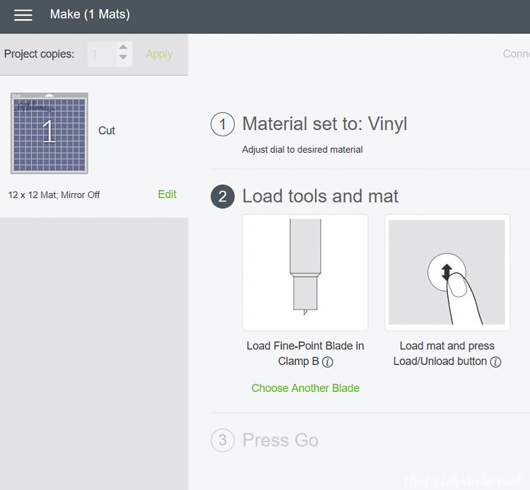 Apply Vinyl to Mat, Feed Mat into Machine, Select Vinyl and Cut