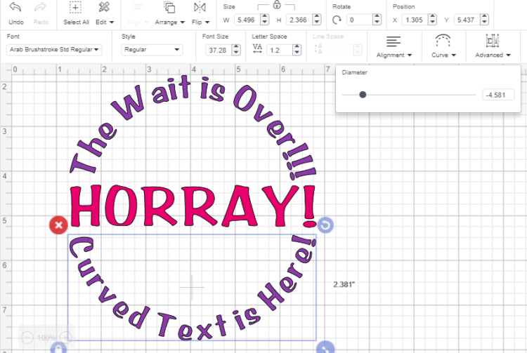 Create curved text in multiple directions in Cricut Design Space