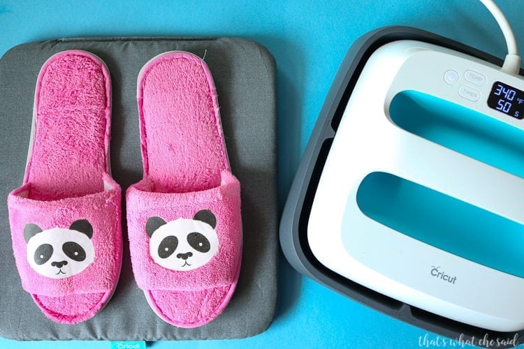 Slippers adorned with Panda Iron on Designs