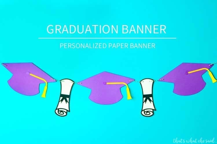 Paper Graduation Banner - Alternating graduation caps and diplomas made from cardstock