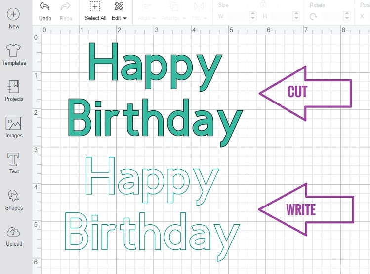 Showing How Design Space will Outline non-writing fonts when using Cricut Pens
