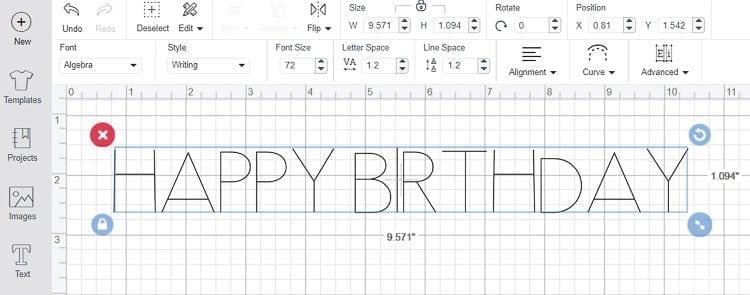 Text written in Cricut Writing Font