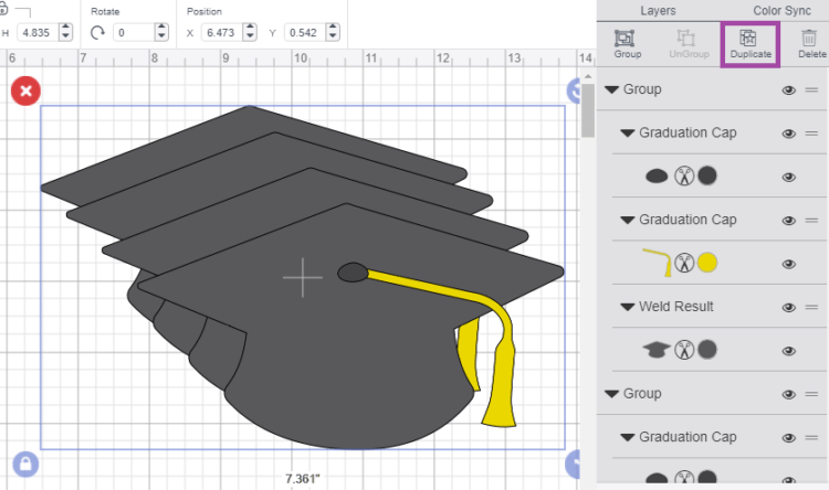 Click the Duplicate button in the top of the Layers Panel to duplicate your design