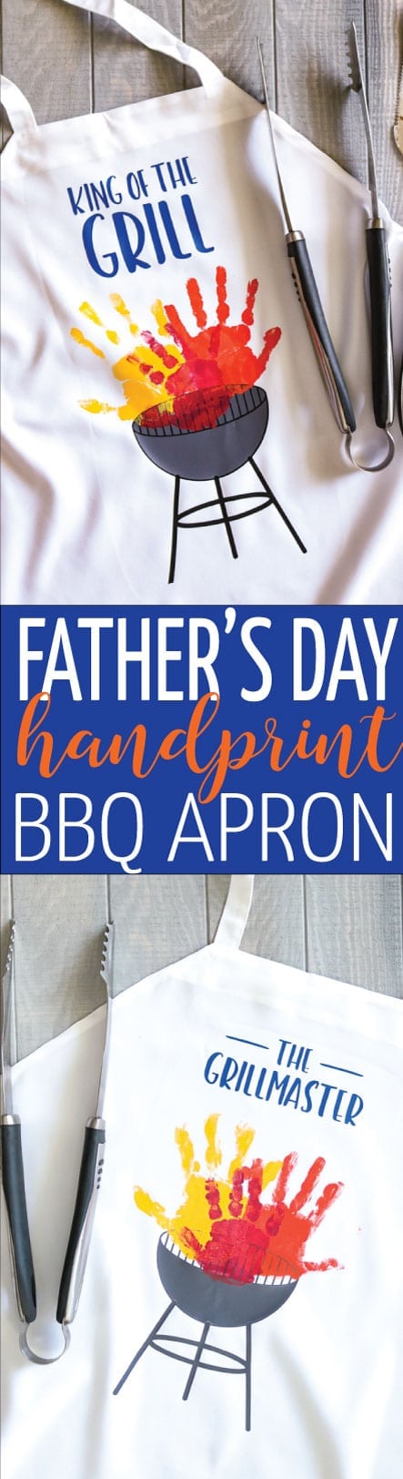 Create the cutest handmade Father's Day Gift with this handprint BBQ Apron! SVG files to help you out! 