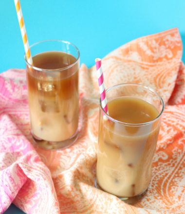 Iced Coffee in glasses with paper straws