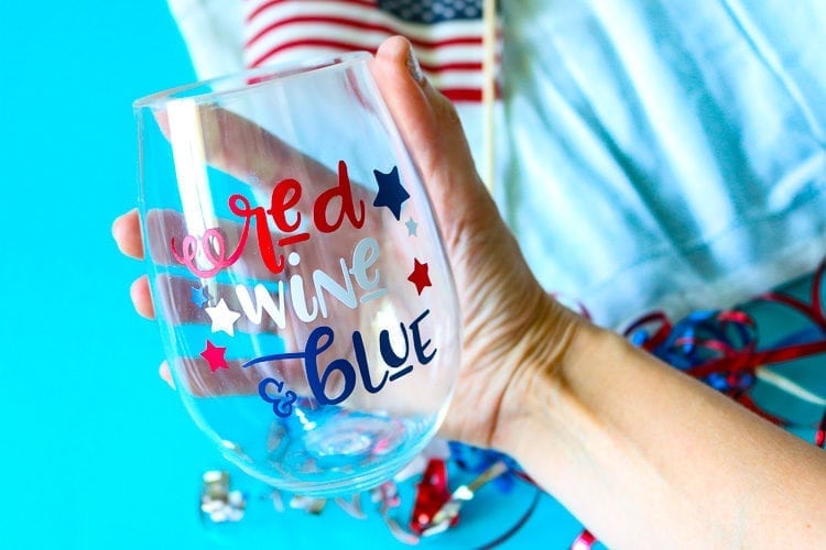 Enjoy some Red, WINE and blue all summer long with this fun wine glass decal. Make it yourself with this fun file and enjoy all summer long! Wine Glass for Patriotic Holidays