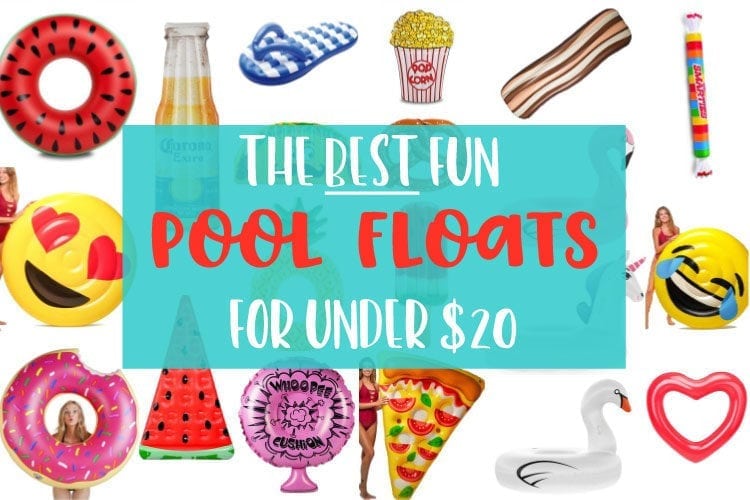 A large selection of fun pool floats perfect for summer pool parties