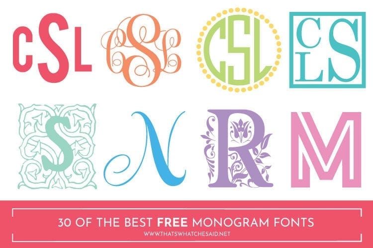 Examples of some of the 30 Free Monogram Fonts to download