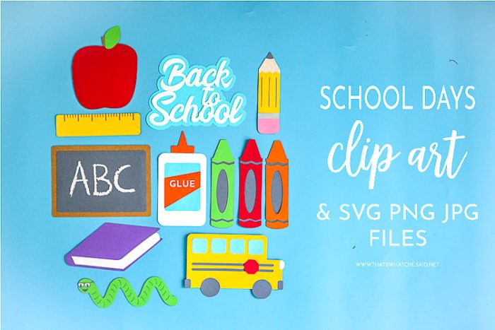Back to School Cut Files create with colored cardstock