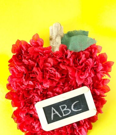 Back To School Apple Wreath made with Faux Flowers