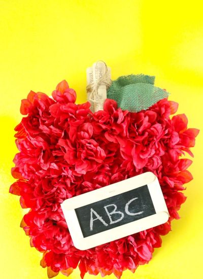 Back To School Apple Wreath made with Faux Flowers