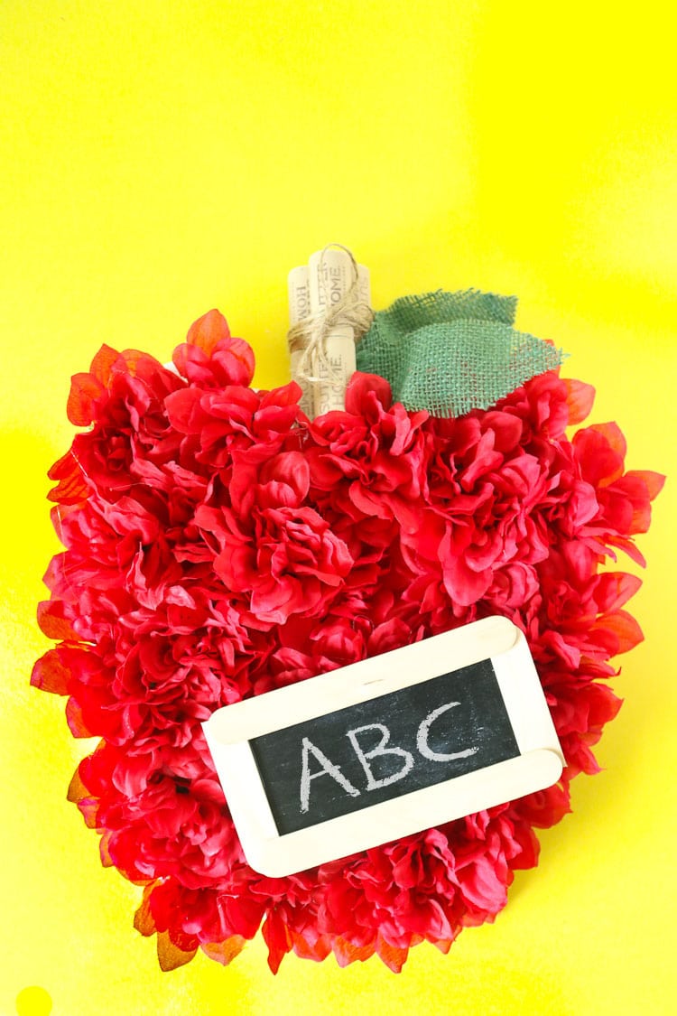 Back To School Apple Wreath made with Faux Flowers