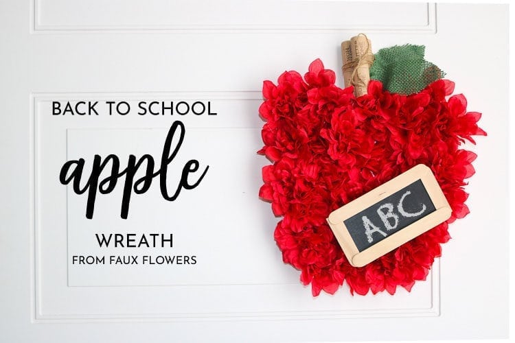 Back to School Wreath - Apple wreath made with faux flowers and small craft chalkboard