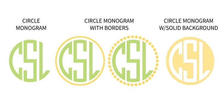 4 examples of circle monogram fonts