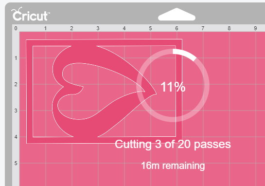 Cricut Design Space showing how many passes and how much time you have left