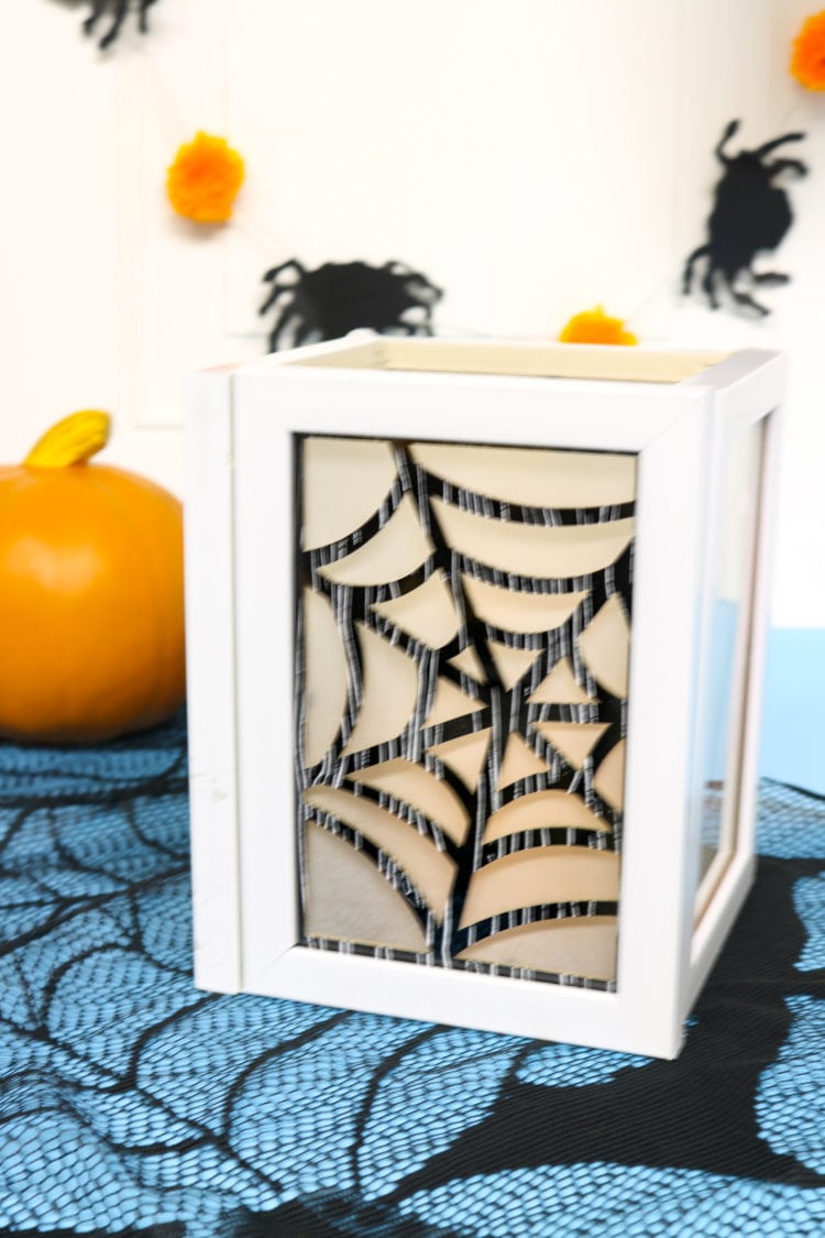 Halloween Seasonal DIY Luminary with Spiderweb insert