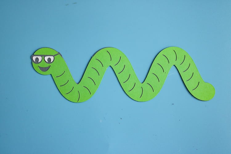 Paper Worm wearing glasses for first day of school