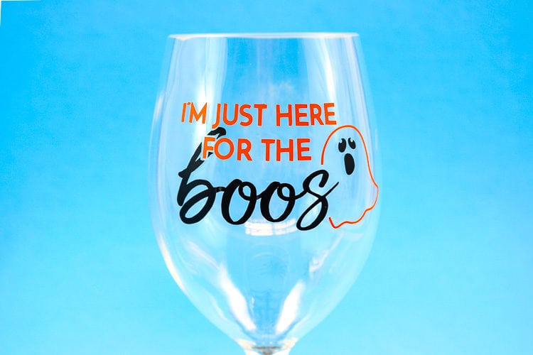 Wine Glass Showing straight decal due to curved design