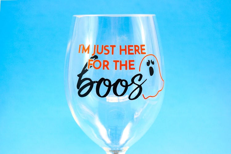 Halloween Wine Glass DIY Wine Glass Showing straight decal due to curved design