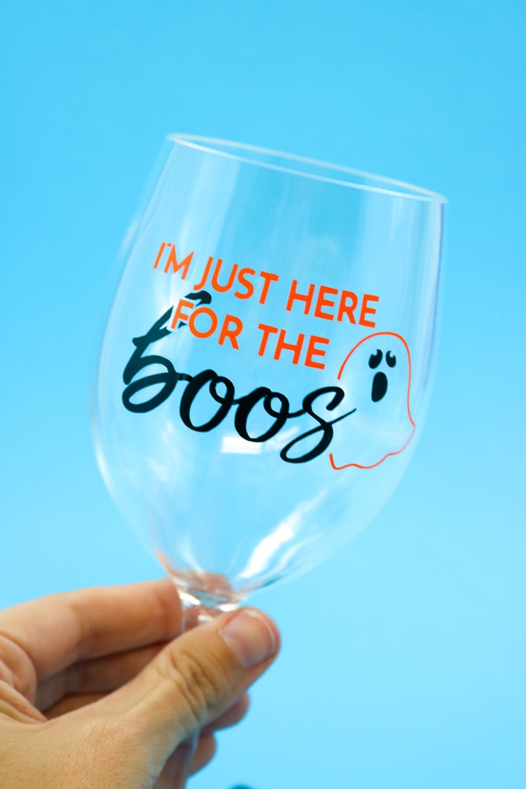 Wine Glass with Halloween Vinyl Decal