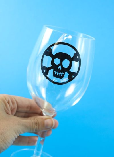 Wine Glass with black window cling wine decal/marker