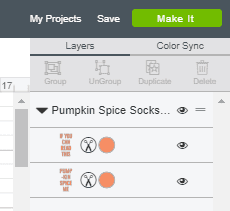 Screenshot of Make It Button in Cricut Design Space