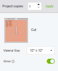 Screenshot of where to select to Mirror your Design in Cricut Design Space