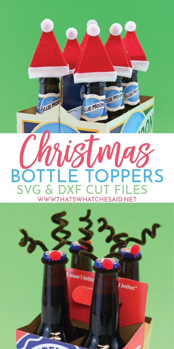 Christmas Bottle Toppers! Make these Santa and Reindeer Bottle Toppers easily with a Cricut Explore or my Print and Trace Patterns! 