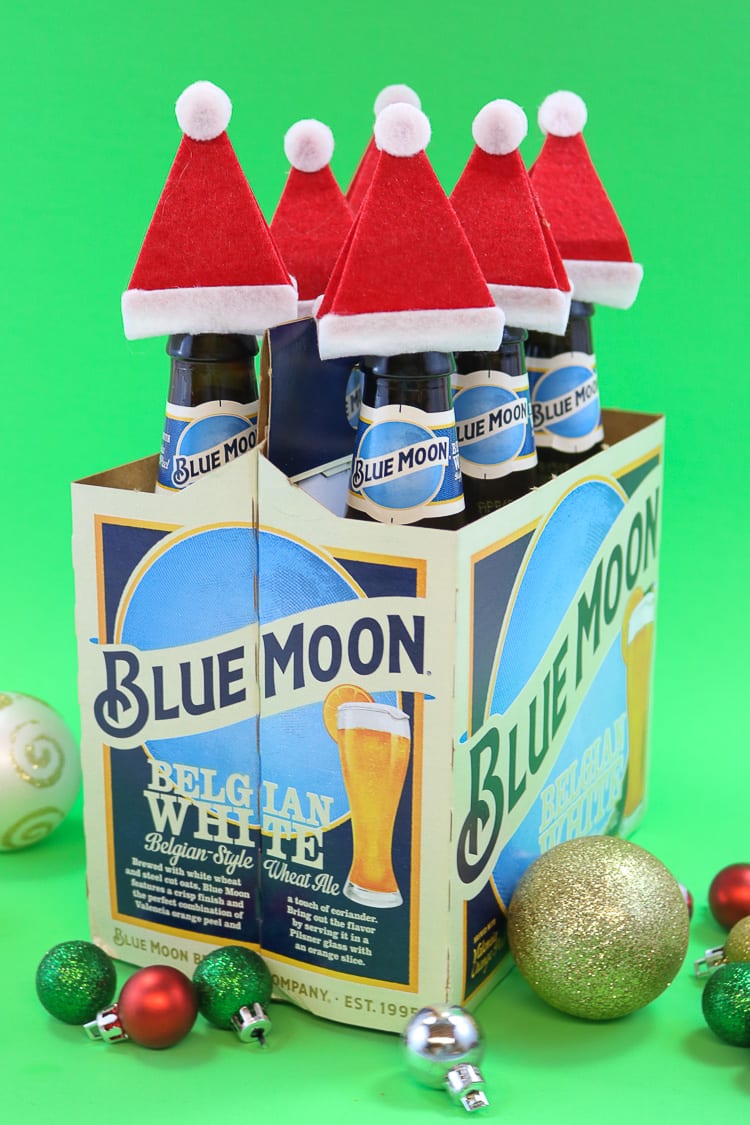 Blue Moon 6 pack with Santa Hat accessories