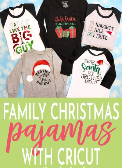 Family Christmas Pajamas that can be easily made with your Cricut! Use Multiple designs or give each family member their own.